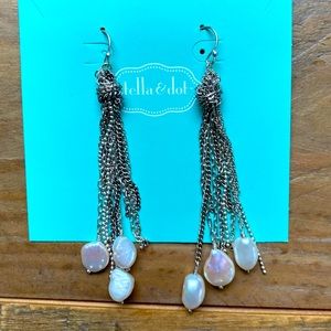 Stella & Dot silver & pearl-esque cascade earrings